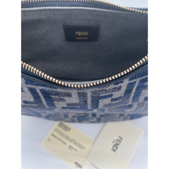 NEW FENDI FENDIGRAPHY FF LOGO BLUE HOBO BAG PURSE NWT AUTHENTIC! - Picture 11 of 13